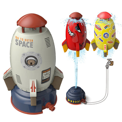 Rocket Sprinkler for kids of all ages. This product is good for outdoor use. Babies and kids will love this Rocket Sprinkler.